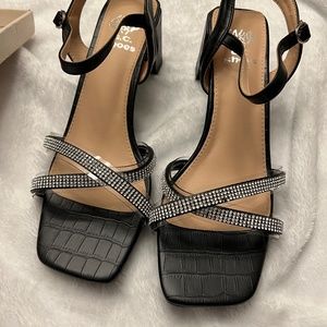 Black Heeled Sandals- NEW